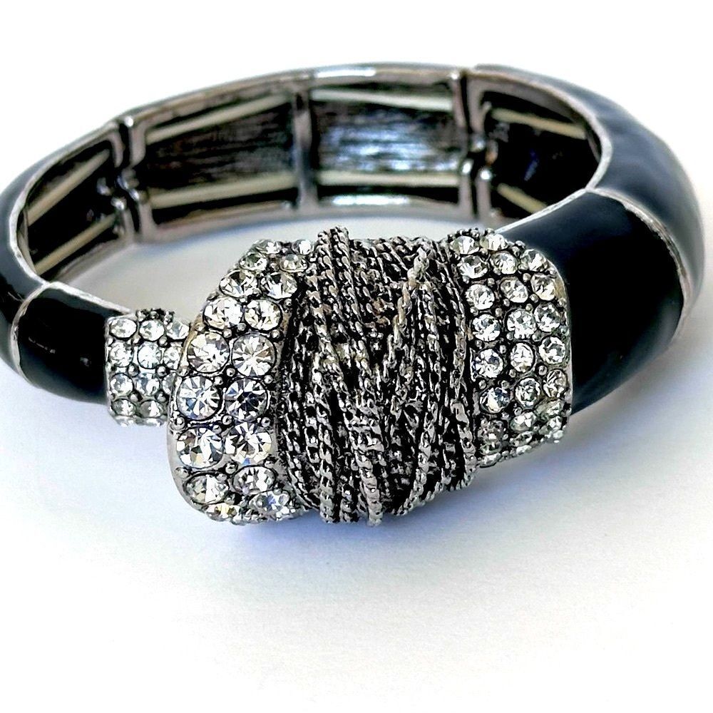 PYNK LUXE Arm Candy Black Adjustable Stretch Bangle